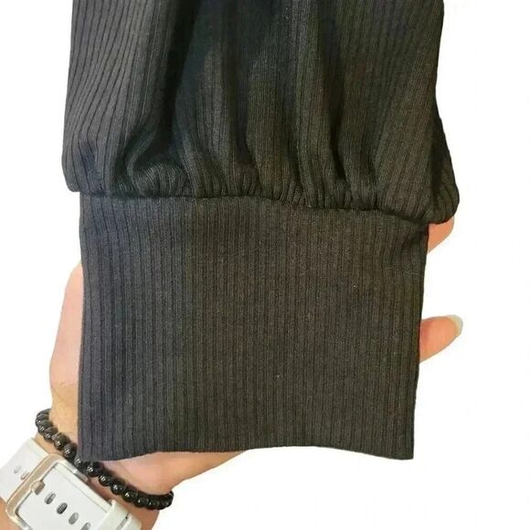 Simply Vera Wang Women's Black Poly/Rayon/Spandex Ribbed Knit Mock Neck A-Line L - Picture 11 of 14